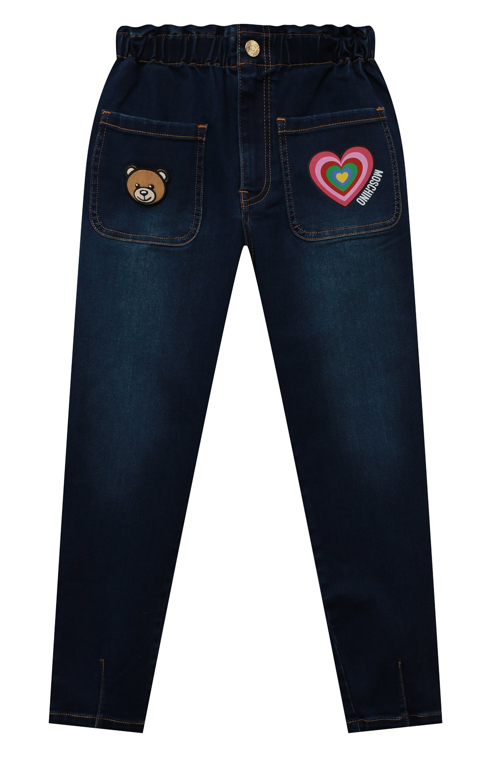 Джинсы MOSCHINO темно-синего цвета по цене 19800 руб., арт. HDP04J/LXE24/10A-14A, фото 1 Джинсы MOSCHINO, арт. HDP04J/LXE24/10A-14A, фото 1