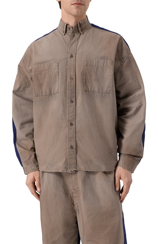 Комбинированная рубашка Balenciaga 839078/TSP01 Бежевый  839078/TSP01 Фото 3