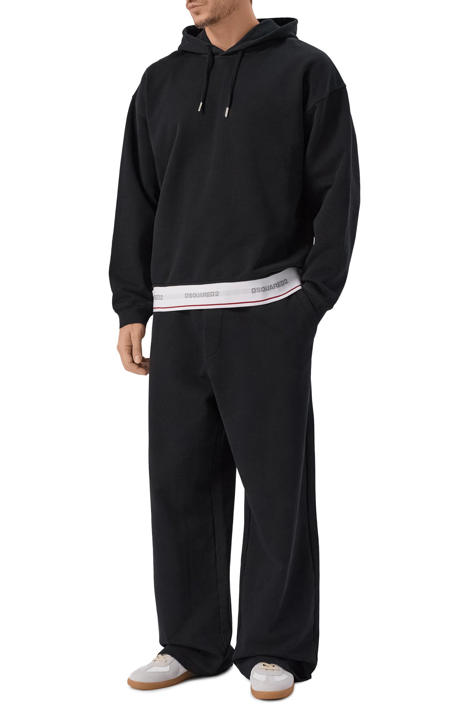 Хлопковые брюки DSQUARED2 черного цвета по цене 49950 руб., арт. S74KB1152/D25028, фото 2 Хлопковые брюки DSQUARED2, арт. S74KB1152/D25028, фото 2
