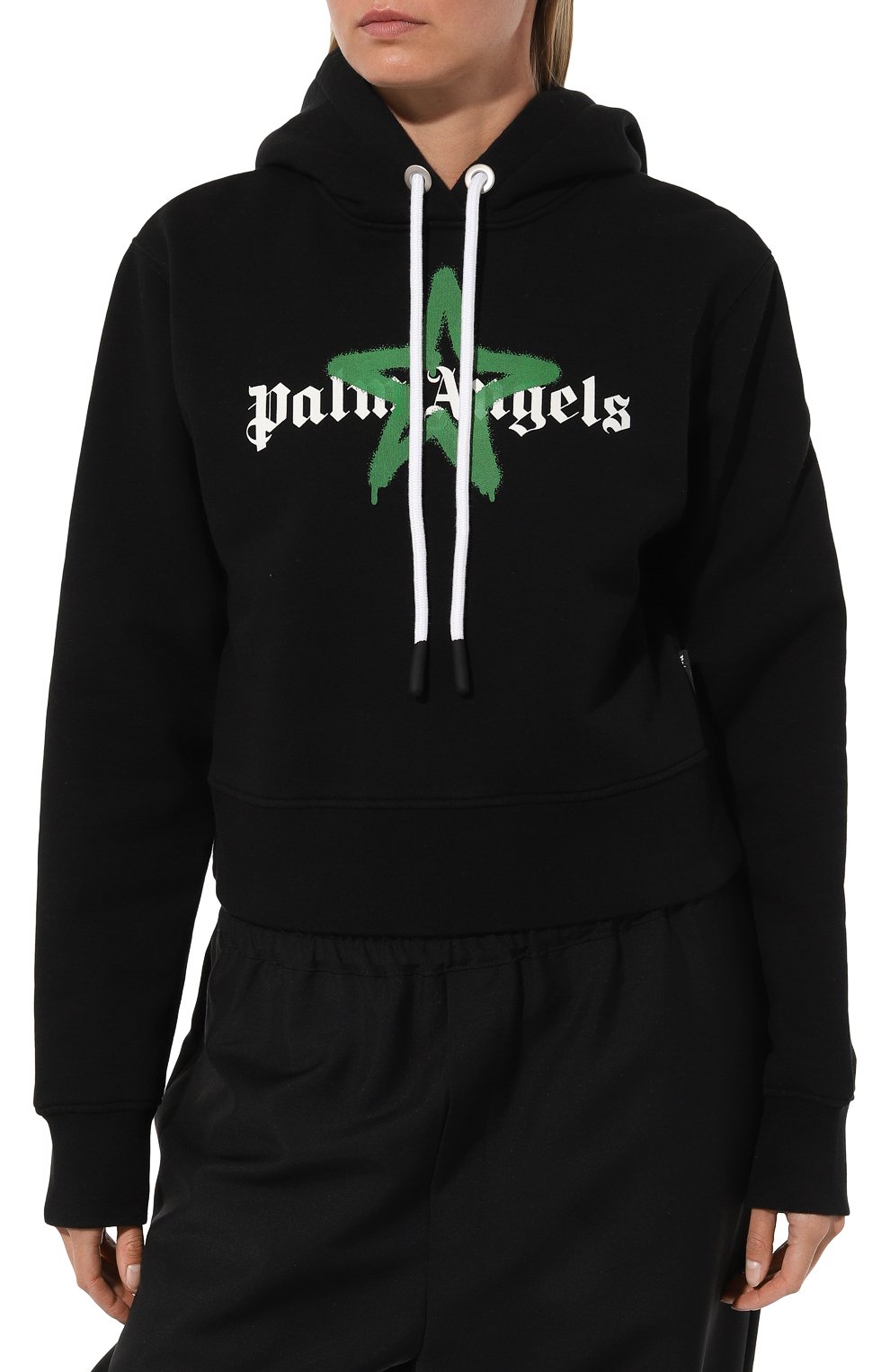 Хлопковое худи PALM ANGELS черного цвета по цене 57350 руб., арт. PWBB022C99FLE0031055, фото 3 Хлопковое худи PALM ANGELS, арт. PWBB022C99FLE0031055, фото 3