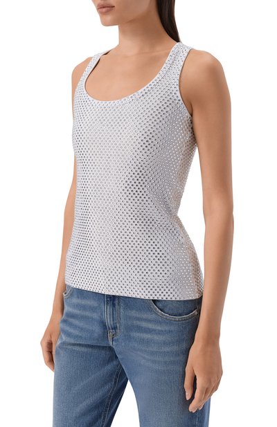 Топ с отделкой стразами GIUSEPPE DI MORABITO белого цвета по цене 54050 руб., арт. 06PST0257FC 16414, фото 3 Топ с отделкой стразами GIUSEPPE DI MORABITO, арт. 06PST0257FC 16414, фото 3