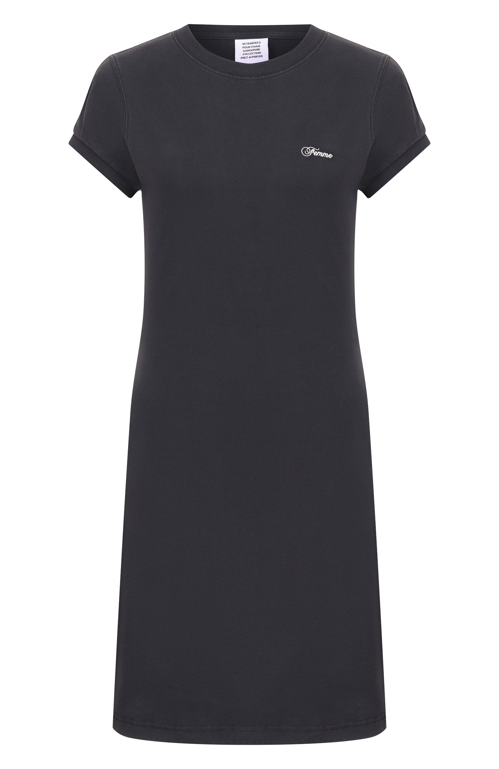Хлопковое платье VETEMENTS черного цвета по цене 109500 руб., арт. WH27DR168B, фото 1 Хлопковое платье VETEMENTS, арт. WH27DR168B, фото 1