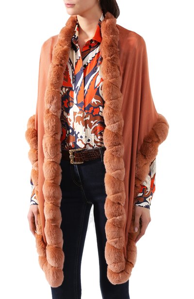 Кашемировая шаль с мехом шиншиллы LORO PIANA, арт. FAI8699, фото 3