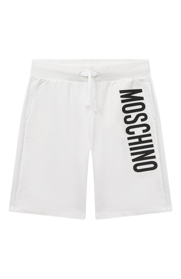 Детские хлопковые шорты MOSCHINO белого цвета, арт. HPQ007/LDA27/4-8 | Фото 1 (Материал внешний: Хлопок; Случай: Повседневный; Нос: Не проставлено; Ростовка одежда: 4 года | 104 см, 5 лет | 110 см, 6 лет | 116 см, 8 лет | 128 см)