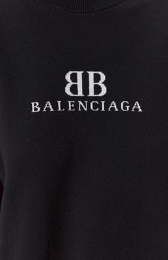 Женский шерстяной свитер BALENCIAGA черного цвета, арт. 818420/T1725 | Фото 5 (Рукава: Длинные; Длина (для топов): Стандартные; Материал внешний: Шерсть; Стили: Гранж; Женское Кросс-КТ: Свитер-одежда)