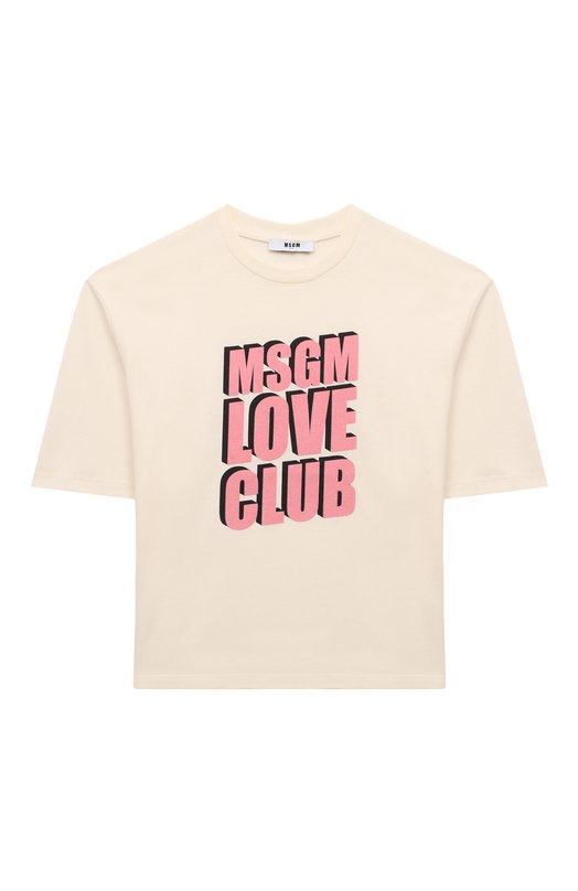 

Хлопковая футболка MSGM kids, Кремовый