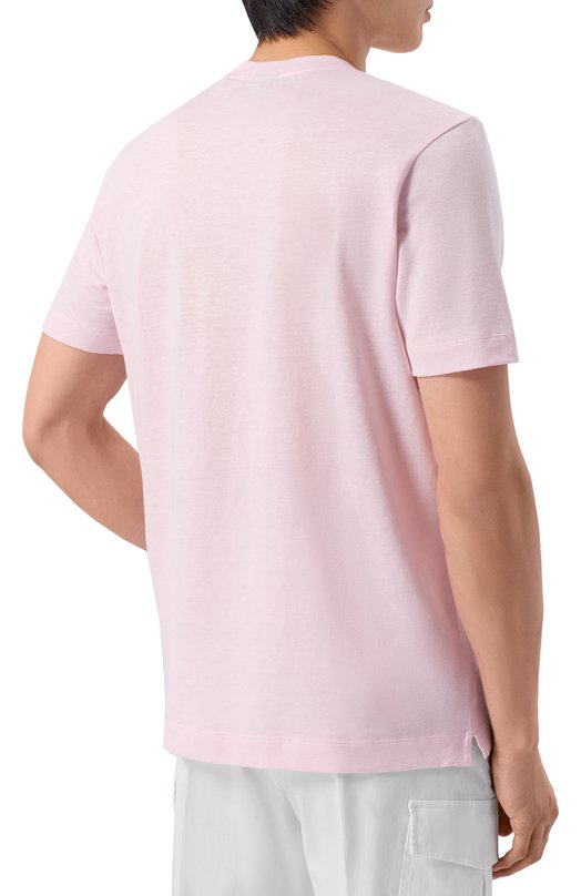 Футболка изо льна и хлопка BOSS 50559163 Розовый  50559163 Фото 4