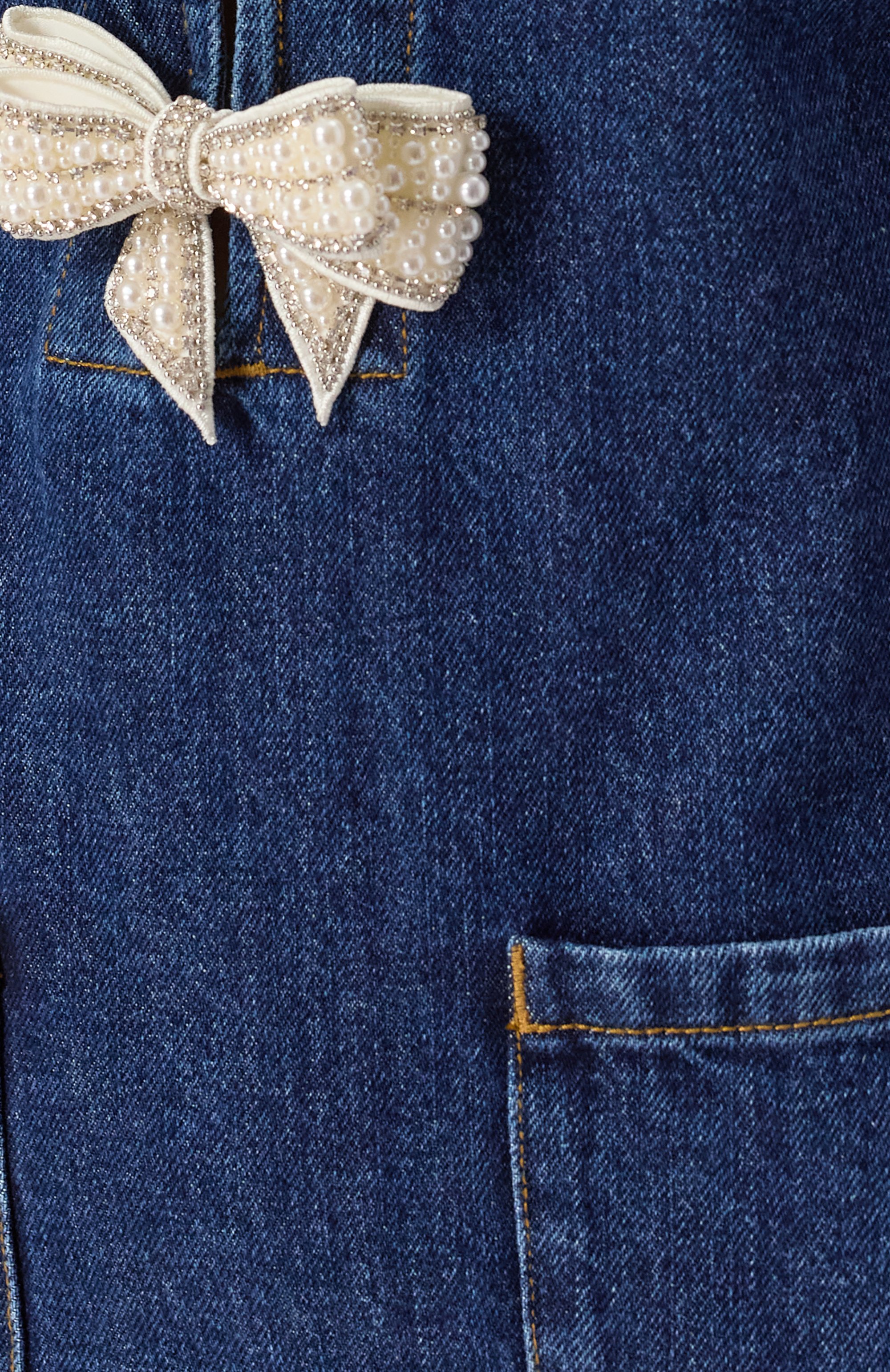 Джинсовое платье SELF-PORTRAIT синего цвета по цене 59200 руб., арт. SS25800SBL, фото 6 Джинсовое платье SELF-PORTRAIT, арт. SS25800SBL, фото 6