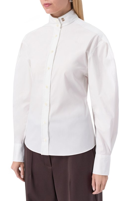 Хлопковая рубашка Brunello Cucinelli M0091NL936 Белый  M0091NL936 Фото 3