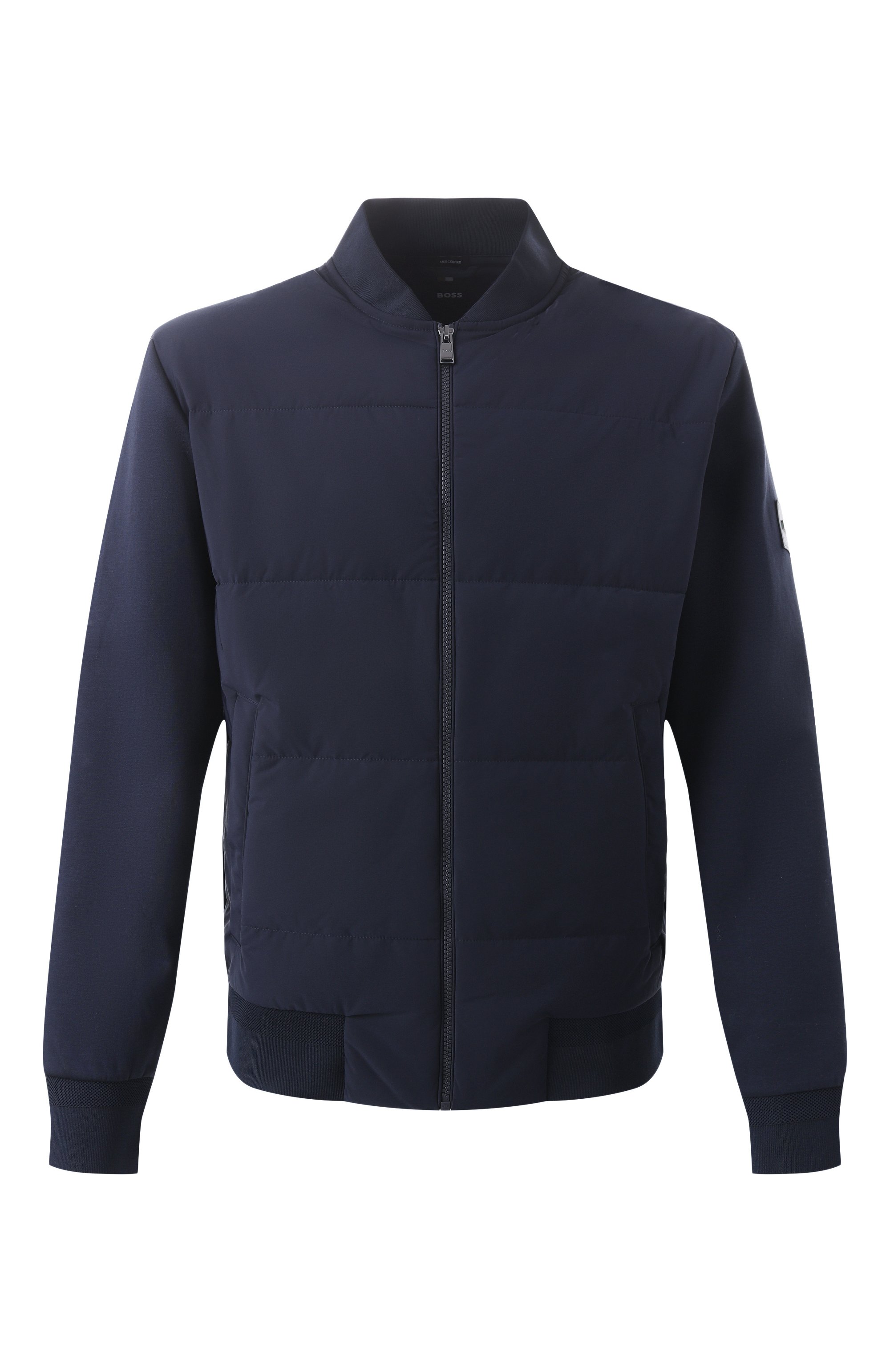 Комбинированная толстовка BOSS темно-синего цвета по цене 34350 руб., арт. 50532767, фото 1 Комбинированная толстовка BOSS, арт. 50532767, фото 1