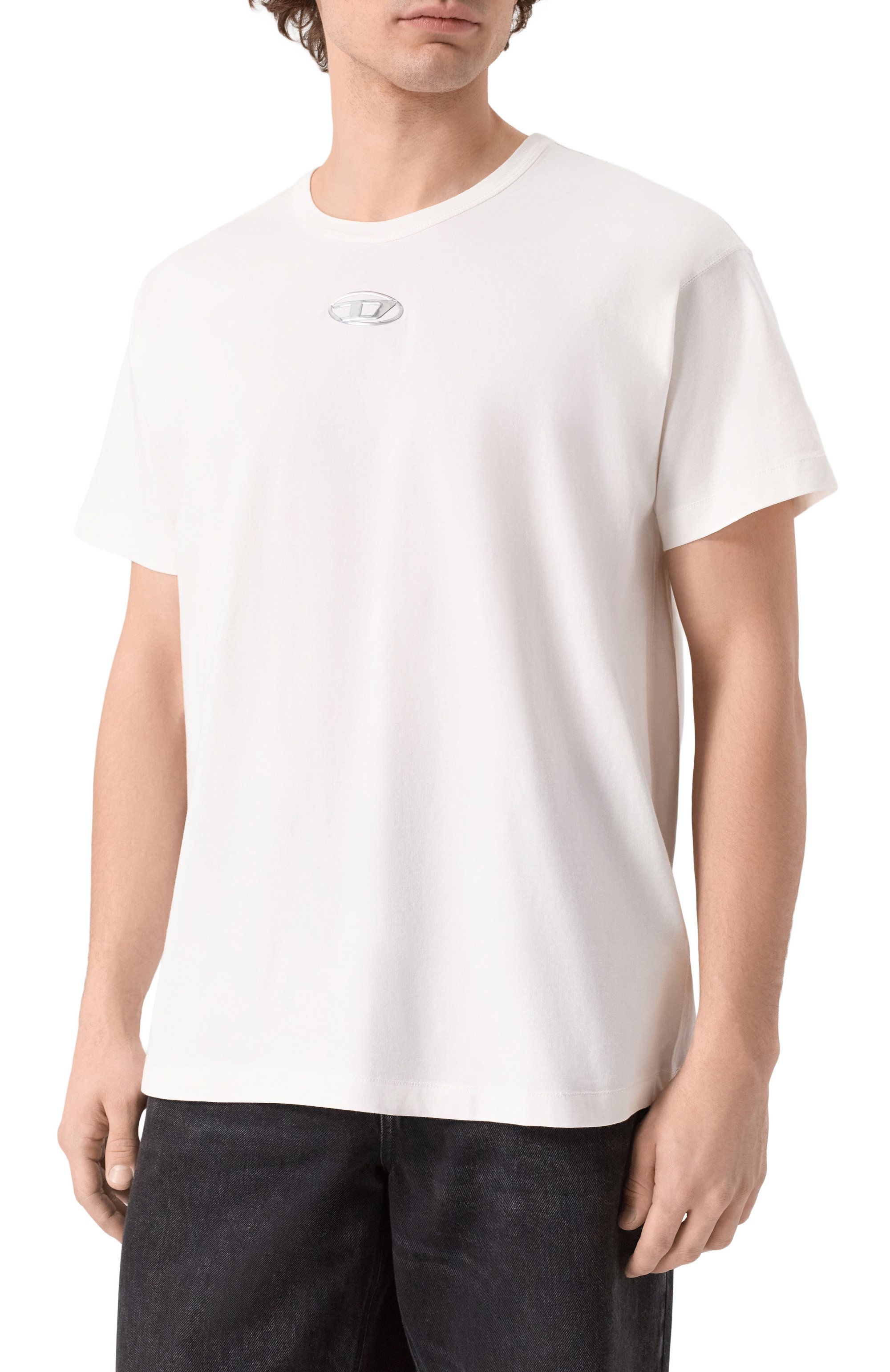 Хлопковая футболка DIESEL белого цвета по цене 10550 руб., арт. A20297/0JMBB, фото 3 Хлопковая футболка DIESEL, арт. A20297/0JMBB, фото 3