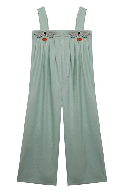 Комбинезон из льна и хлопка STELLA MCCARTNEY салатового цвета по цене 11900 руб., арт. 602714/SQKC9, фото 1 Комбинезон из льна и хлопка STELLA MCCARTNEY, арт. 602714/SQKC9, фото 1