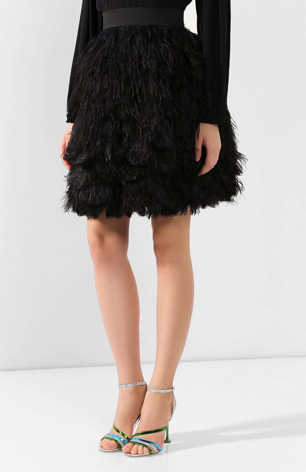 Шелковая юбка с перьевой отделкой DOLCE & GABBANA, арт. F4BI5F/GDL62, фото 3