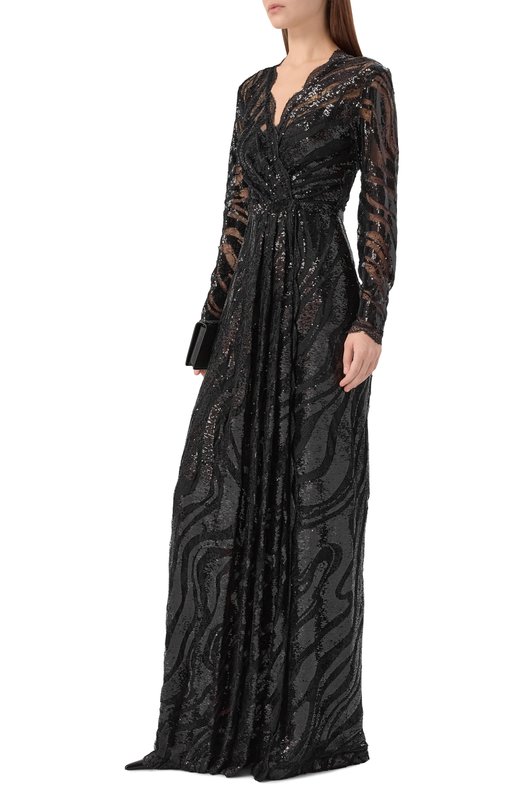 Платье с отделкой пайетками Zuhair Murad FDR25037/TUEM012 Чёрный  FDR25037/TUEM012 Фото 2