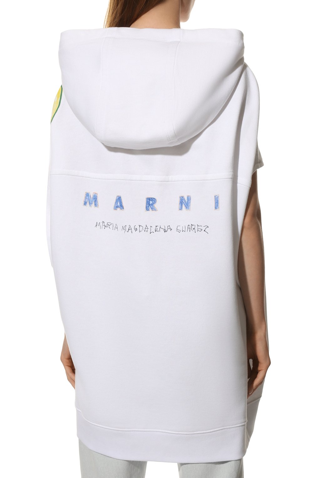 Хлопковое худи MARNI белого цвета по цене 76650 руб., арт. FLJE0154P1/USCS66, фото 4 Хлопковое худи MARNI, арт. FLJE0154P1/USCS66, фото 4