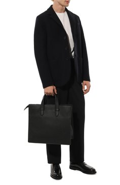 Мужская кожаная сумка-тоут BRIONI черного цвета, арт. 0IW50L/01719 | Фото 7 (Материал сплава: Проставлено; Ремень/цепочка: На ремешке; Размер: large; Драгоценные камни: Проставлено; Материал: Натуральная кожа)