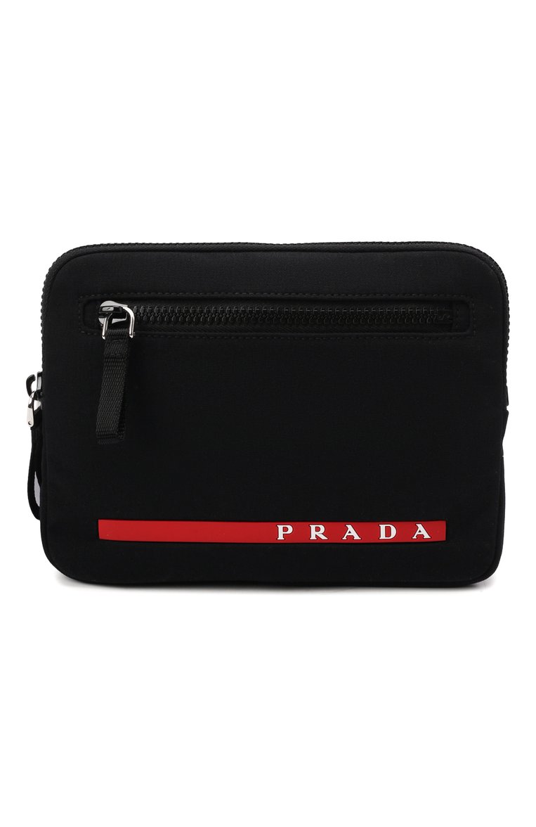 Мужская сумка PRADA черного цвета, арт. 2VL036-2DUG-F0002-OOO | Фото 1 (Ремень/цепочка: На ремешке; Материал: Текстиль; Размер: mini; Материал сплава: Проставлено; Драгоценные камни: Проставлено)