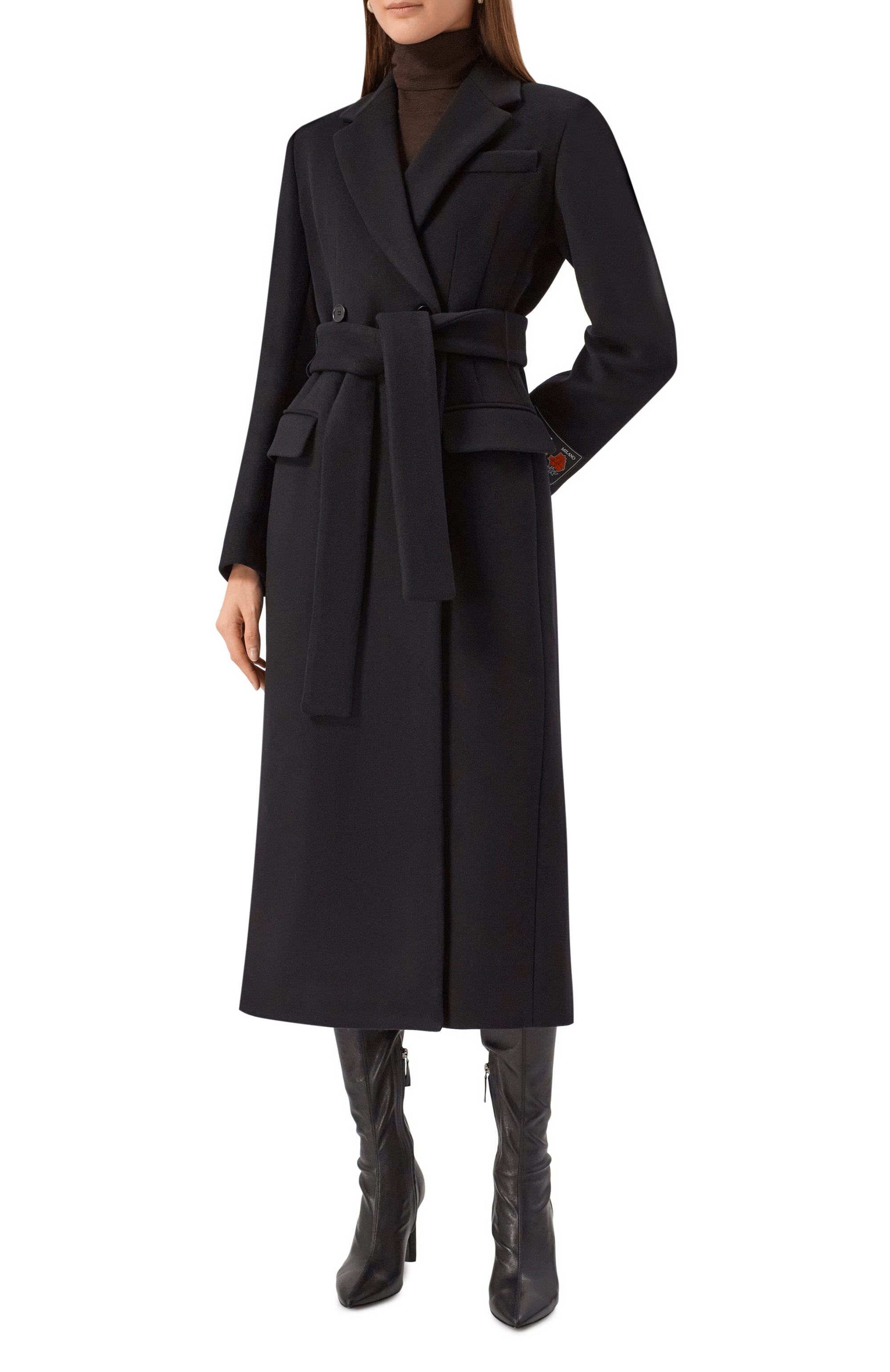 Шерстяное пальто MSGM черного цвета по цене 89950 руб., арт. 3941MDC10/257603, фото 3 Шерстяное пальто MSGM, арт. 3941MDC10/257603, фото 3