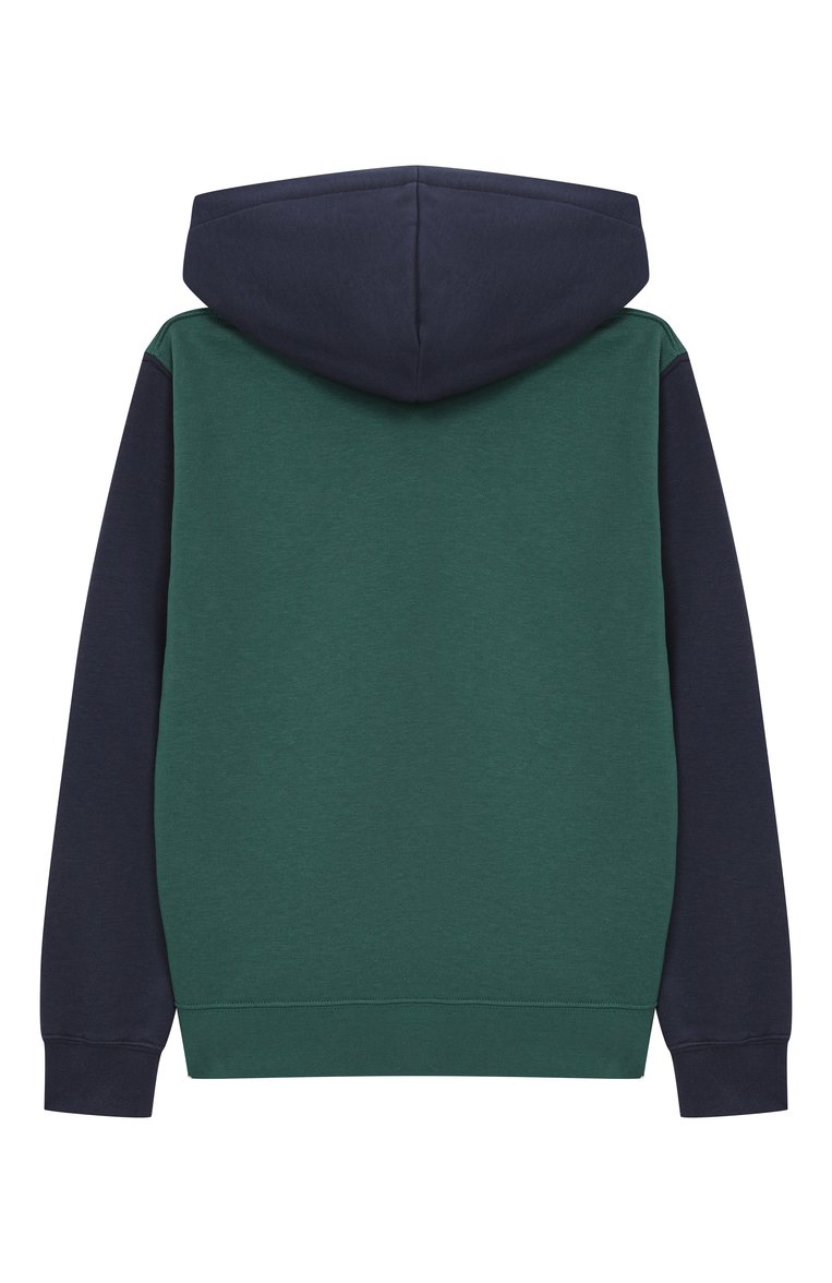 Детский хлопковое худи GOLDEN GOOSE DELUXE BRAND зеленого цвета, арт. GKP02044.P001949 | Фото 2 (Рукава: Длинные; Материал внешний: Хлопок; Мальчики Кросс-КТ: Толстовка-спорт, Худи-одежда; Автоматизация ТО: Проставлено; Автоматизация состава: Проставлено; Ростовка одежда: 4 года | 104 см, 6 лет | 116 см, 8 лет | 128 см, 10 - 11 лет | 140 - 146см, 12 лет | 152 см)