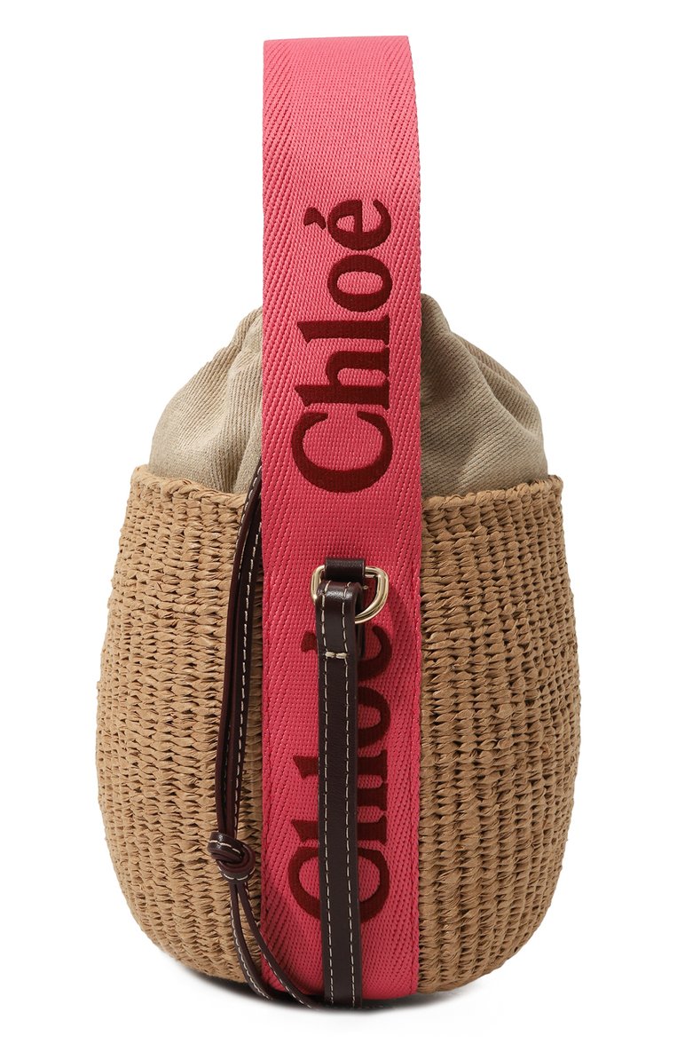 Женская сумка chloé x mifuko woody small CHLOÉ бежевого цвета, арт. CHC23AS381L18 | Фото 4 (Ремень/цепочка: На ремешке; Размер: small; Материал сплава: Проставлено; Драгоценные камни: Проставлено; Материал: Рафия)