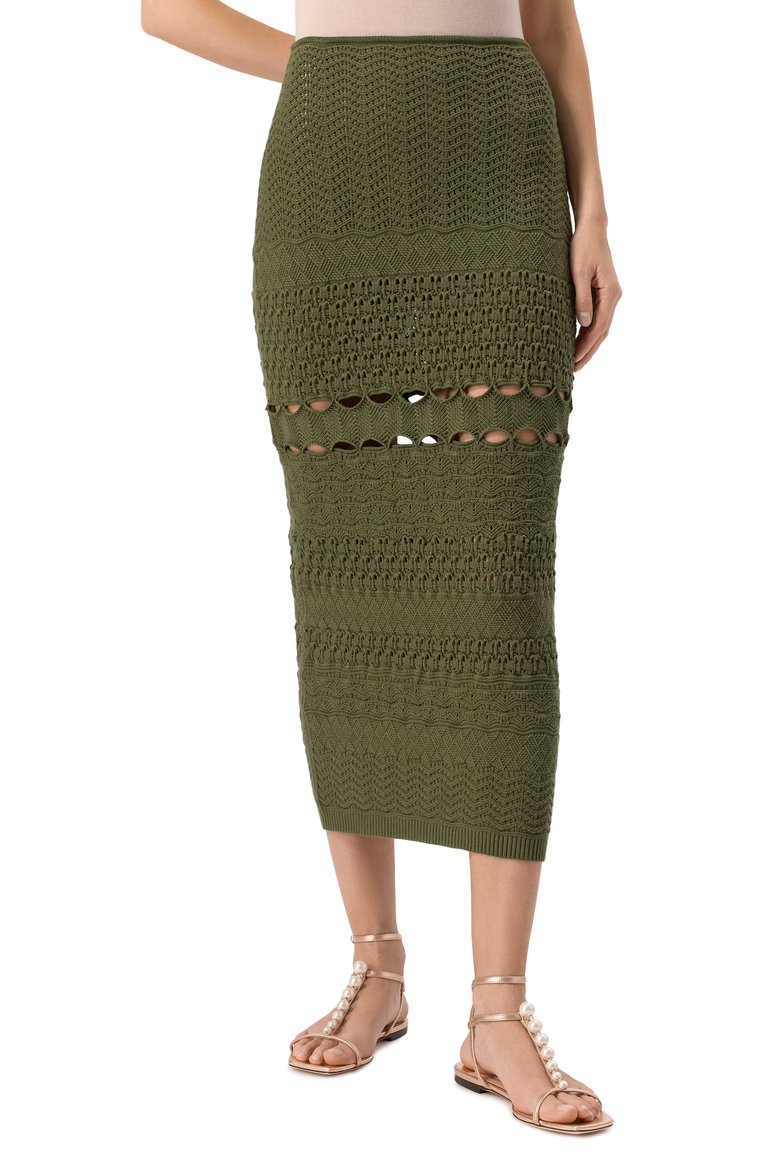 Женская юбка из вискозы ELIE SAAB темно-зеленого цвета, арт. SK136NS25/CK002 | Фото 3 (Автоматизация состава: Проставлено; Автоматизация ТО: Проставлено; Материал внешний: Синтетический материал, Вискоза; Длина Ж (юбки, платья, шорты): Макси; Женское Кросс-КТ: Юбка-карандаш; Кросс-КТ: Трикотаж; Стили: Кэжуэл)
