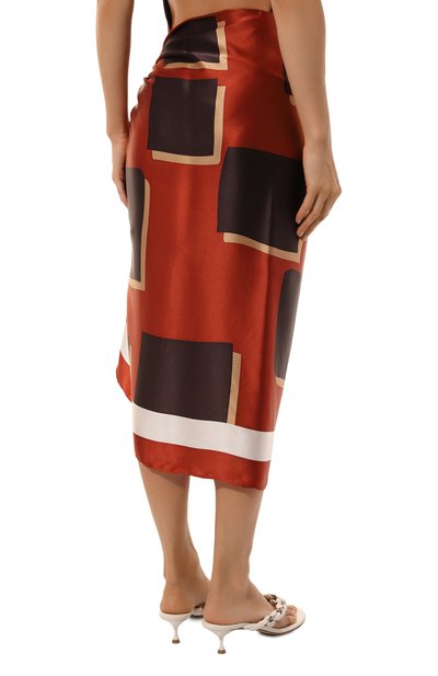 Атласное парео MAX MARA коричневого цвета по цене 40610 руб., арт. SCOGLIO 241654101, фото 4 Атласное парео MAX MARA, арт. SCOGLIO 241654101, фото 4