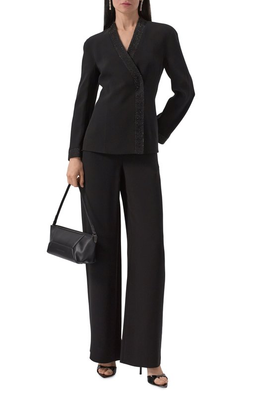 Шелковый жакет с отделкой стразами Giorgio Armani GW000673/AF15921 Чёрный  GW000673/AF15921 Фото 2