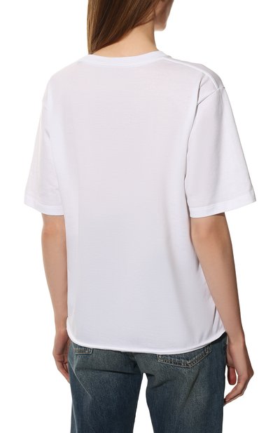 Хлопковая футболка SAINT LAURENT белого цвета по цене 49950 руб., арт. 460876/YB2DQ, фото 4 Хлопковая футболка SAINT LAURENT, арт. 460876/YB2DQ, фото 4