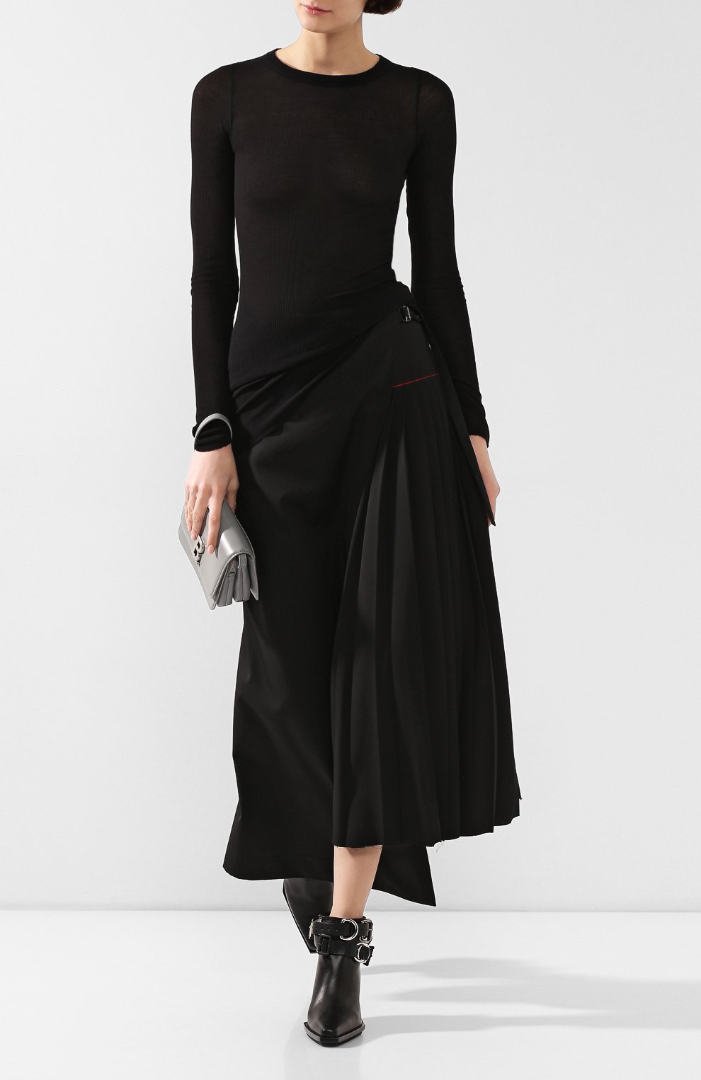Лонгслив из смеси вискозы и шелка RICK OWENS черного цвета по цене 29950 руб., арт. RP20S1202/RC, фото 2 Лонгслив из смеси вискозы и шелка RICK OWENS, арт. RP20S1202/RC, фото 2