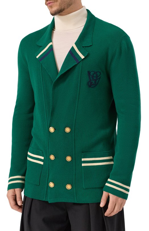 Пиджак из хлопка и шерсти Valentino 7V3KE02Z/AY4 Зелёный  7V3KE02Z/AY4 Фото 3