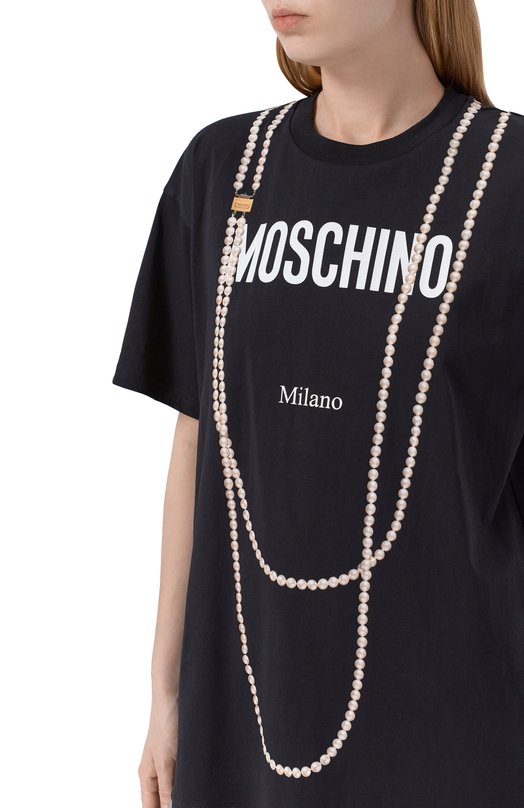 Хлопковая футболка Moschino V0718/0541 Чёрный  V0718/0541 Фото 5
