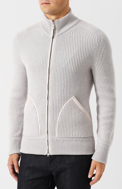 Вязаный кардиган из кашемира с отделкой из кожи TOM FORD, арт. BRK77/TFK457, фото 3