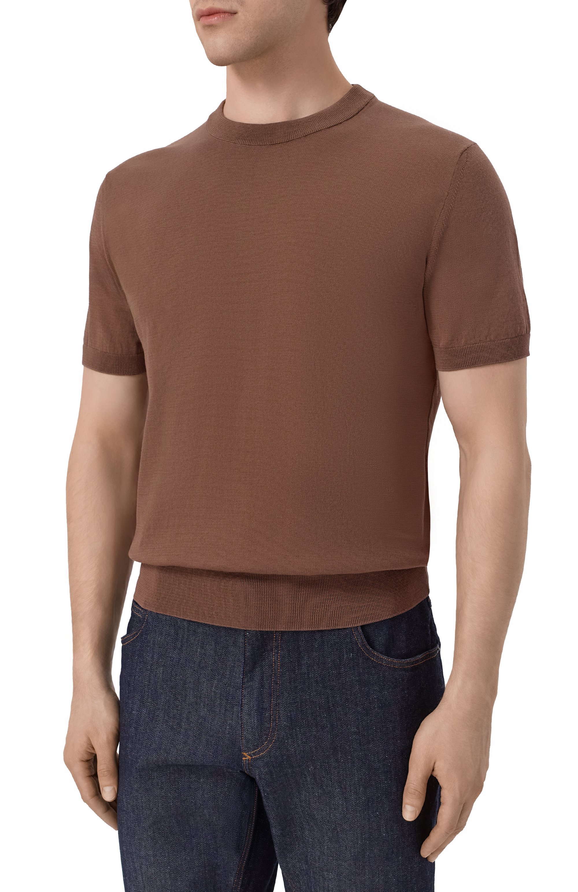 Хлопковый джемпер BRIONI коричневого цвета по цене 95100 руб., арт. UMR00L/PCK17, фото 3 Хлопковый джемпер BRIONI, арт. UMR00L/PCK17, фото 3