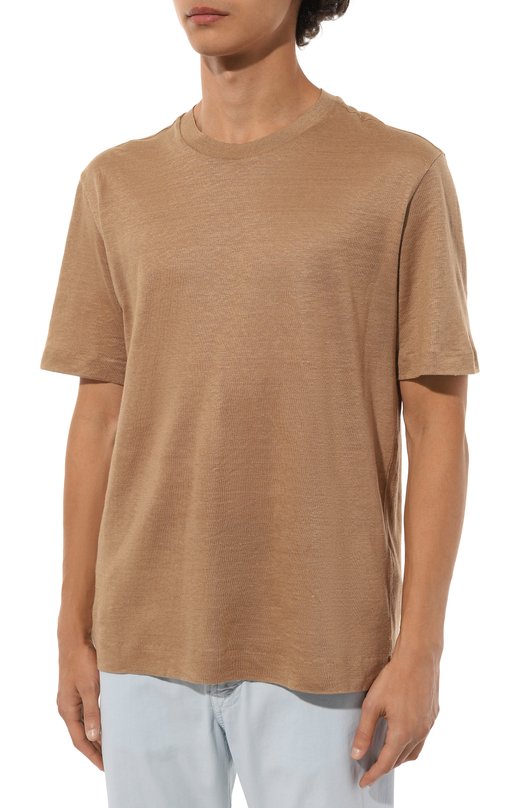 Льняная футболка Zegna UB349A5/B776M03 Коричневый  UB349A5/B776M03 Фото 3