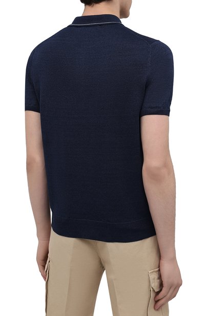 Поло изо льна и хлопка FIORONI темно-синего цвета по цене 43950 руб., арт. MK20701C1, фото 4 Поло изо льна и хлопка FIORONI, арт. MK20701C1, фото 4