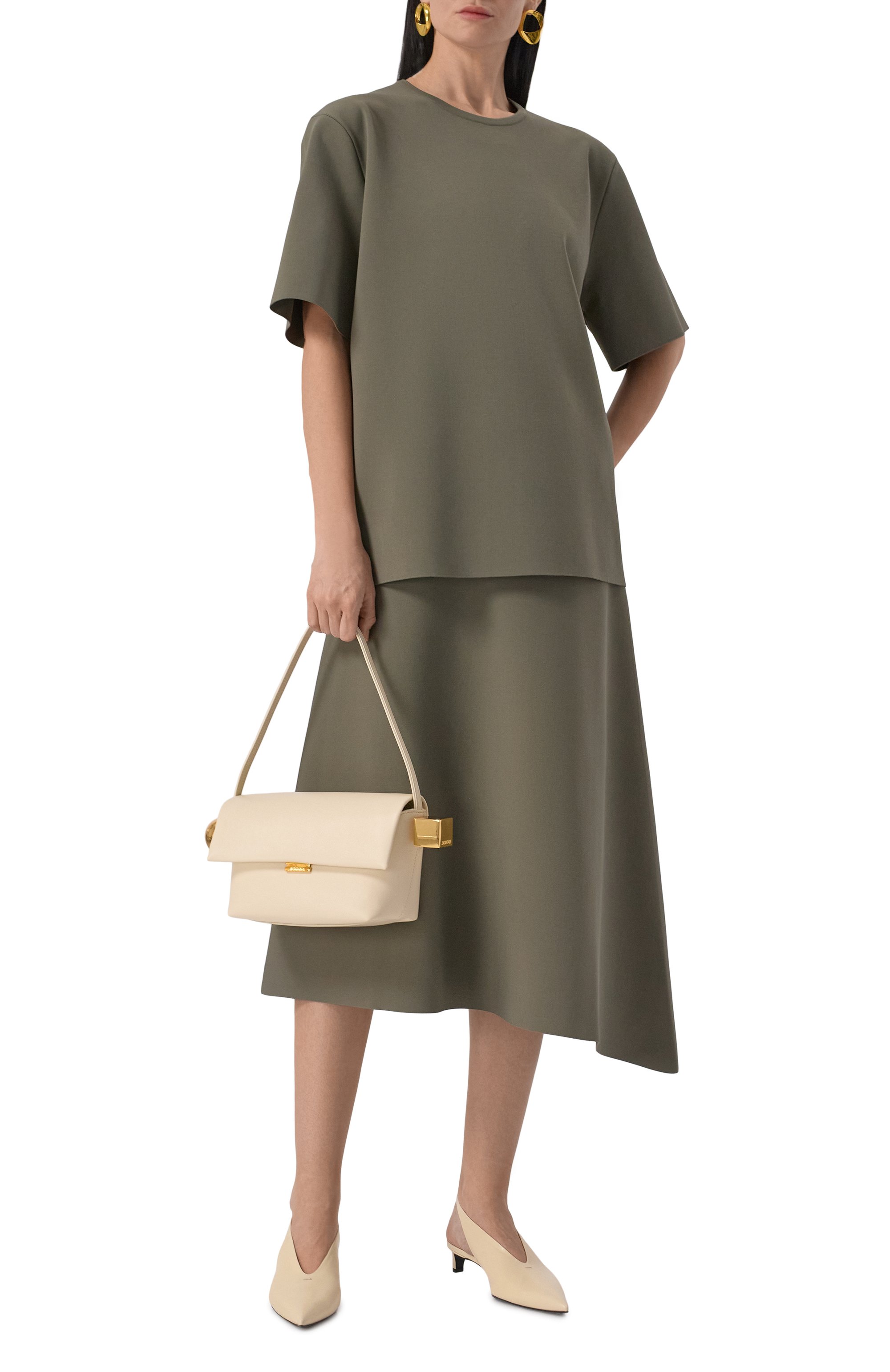 Пуловер из вискозы JIL SANDER хаки цвета по цене 245500 руб., арт. J04GC0107-J18208, фото 2 Пуловер из вискозы JIL SANDER, арт. J04GC0107-J18208, фото 2