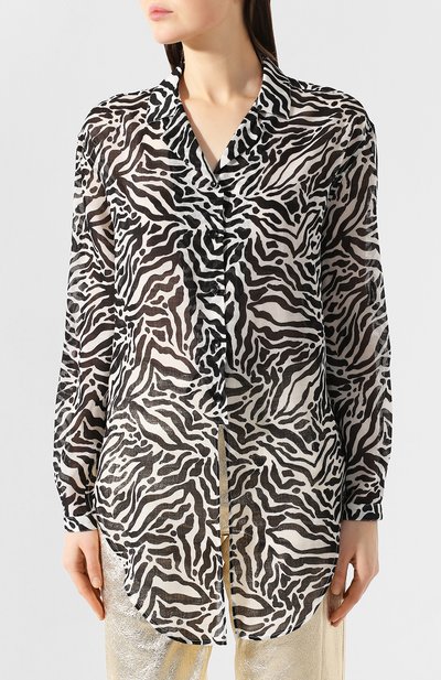 Шерстяная рубашка SAINT LAURENT черно-белого цвета по цене 119500 руб., арт. 611071/Y1A72, фото 3 Шерстяная рубашка SAINT LAURENT, арт. 611071/Y1A72, фото 3