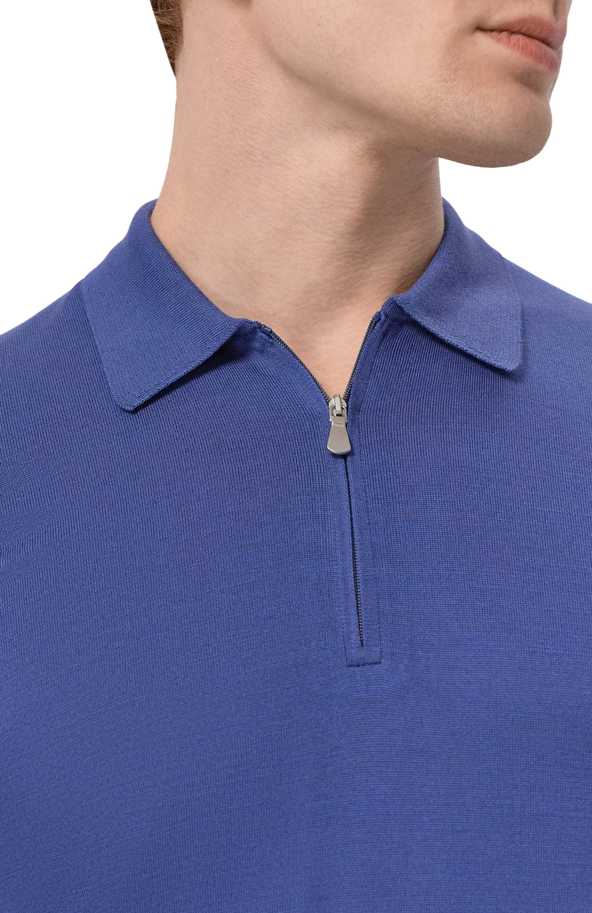 Поло из шелка и хлопка GRAN SASSO синего цвета по цене 37200 руб., арт. 43166/16290, фото 5 Поло из шелка и хлопка GRAN SASSO, арт. 43166/16290, фото 5