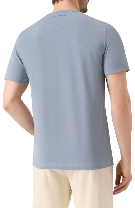 Хлопковая футболка Corneliani 25G589-2525065 Голубой  25G589-2525065 Фото 4