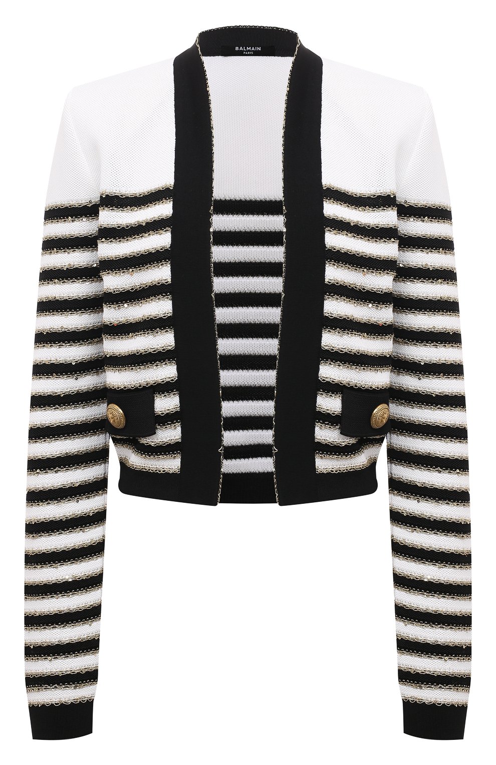 Жакет из вискозы BALMAIN черно-белого цвета по цене 250500 руб., арт. AF1SK020KD73, фото 1 Жакет из вискозы BALMAIN, арт. AF1SK020KD73, фото 1