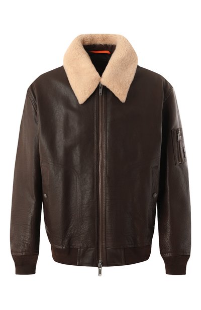 Мужской кожаный бомбер BOSS ORANGE, арт. 50522930