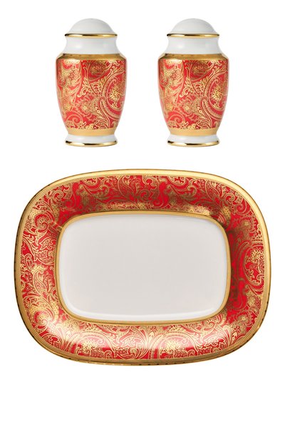 Набор из солонки и перечницы на подносе velin red STEFANO RICCI, арт. 0SALPEP001/VELIN6/C. 1036