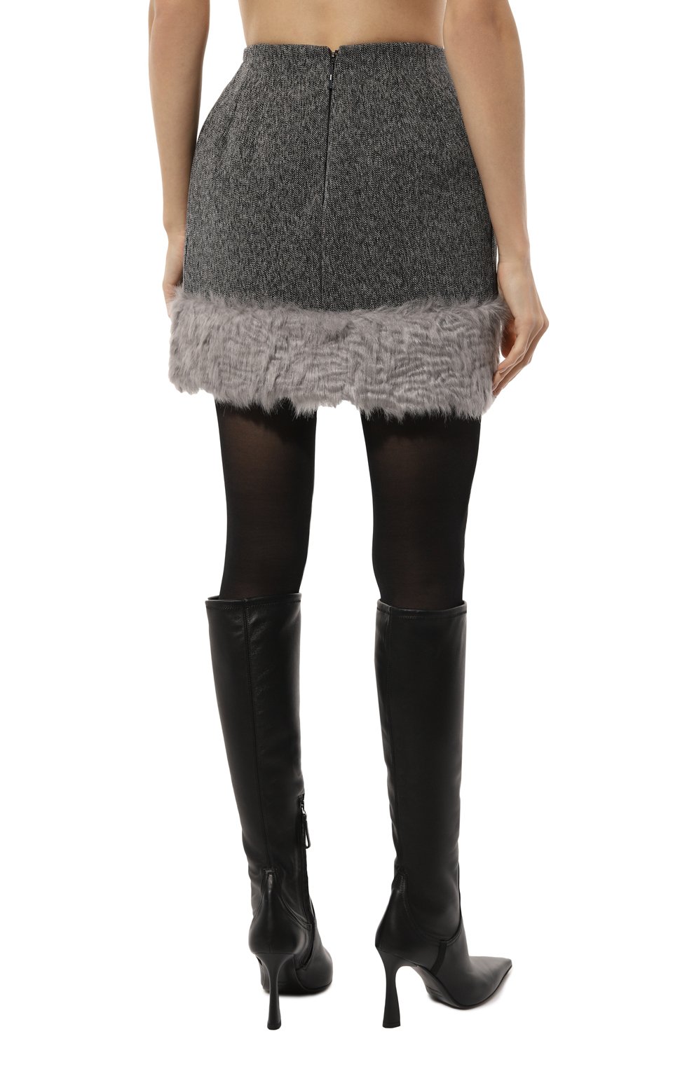 Юбка из хлопка и шерсти MSGM серого цвета по цене 29950 руб., арт. 3742MDD01X/247806, фото 4 Юбка из хлопка и шерсти MSGM, арт. 3742MDD01X/247806, фото 4