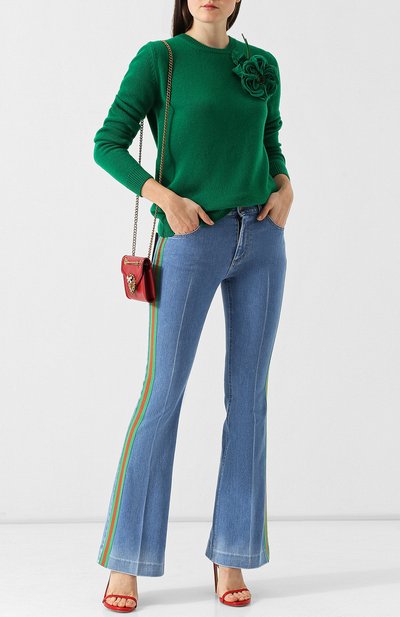 Расклешенные джинсы с потертостями и контрастными лампасами GUCCI, арт. 527432/XRB36, фото 2