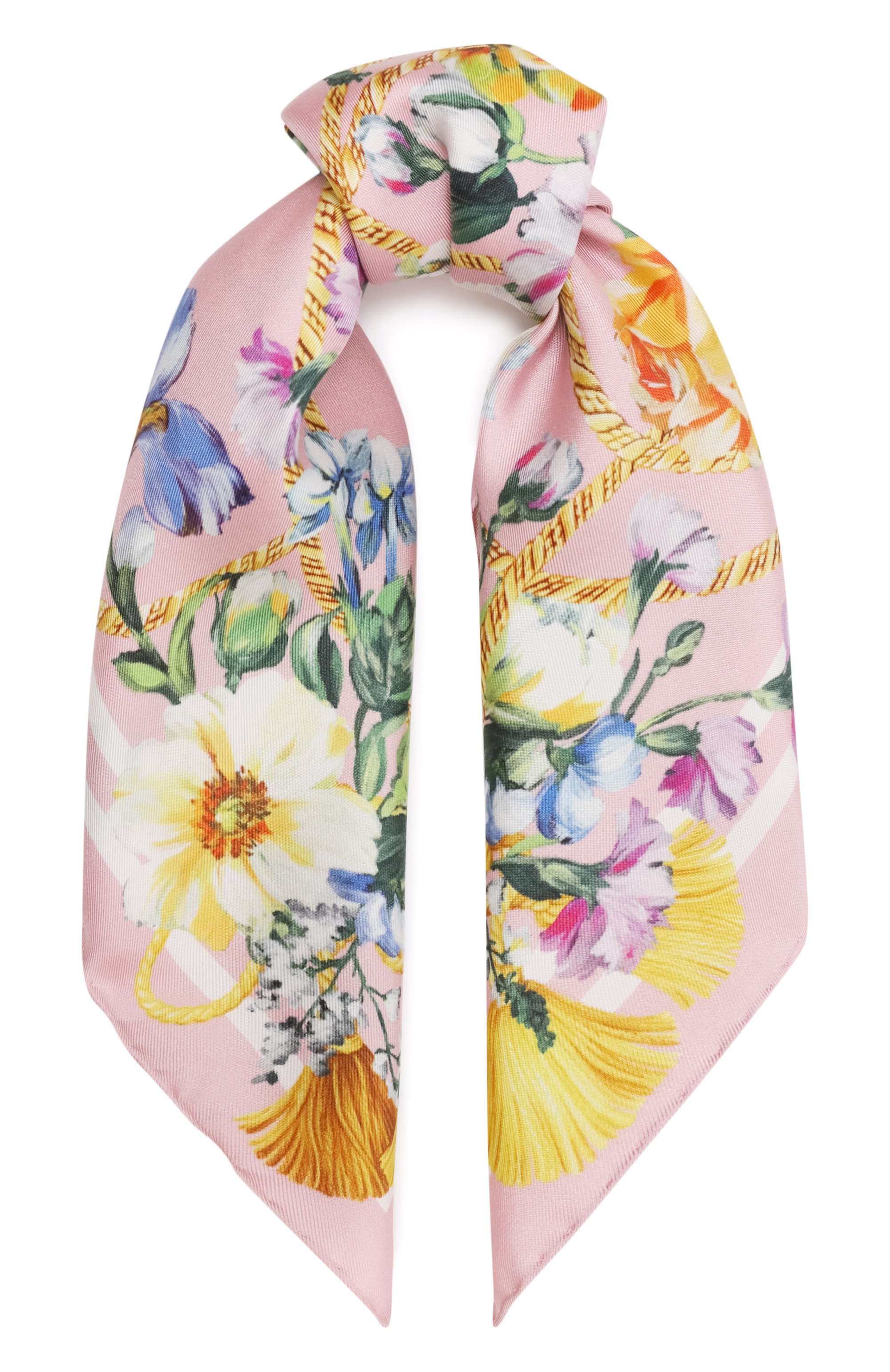 Шелковый платок DOLCE & GABBANA розового цвета по цене 34350 руб., арт. FN093R/GDCUQ, фото 1 Шелковый платок DOLCE & GABBANA, арт. FN093R/GDCUQ, фото 1