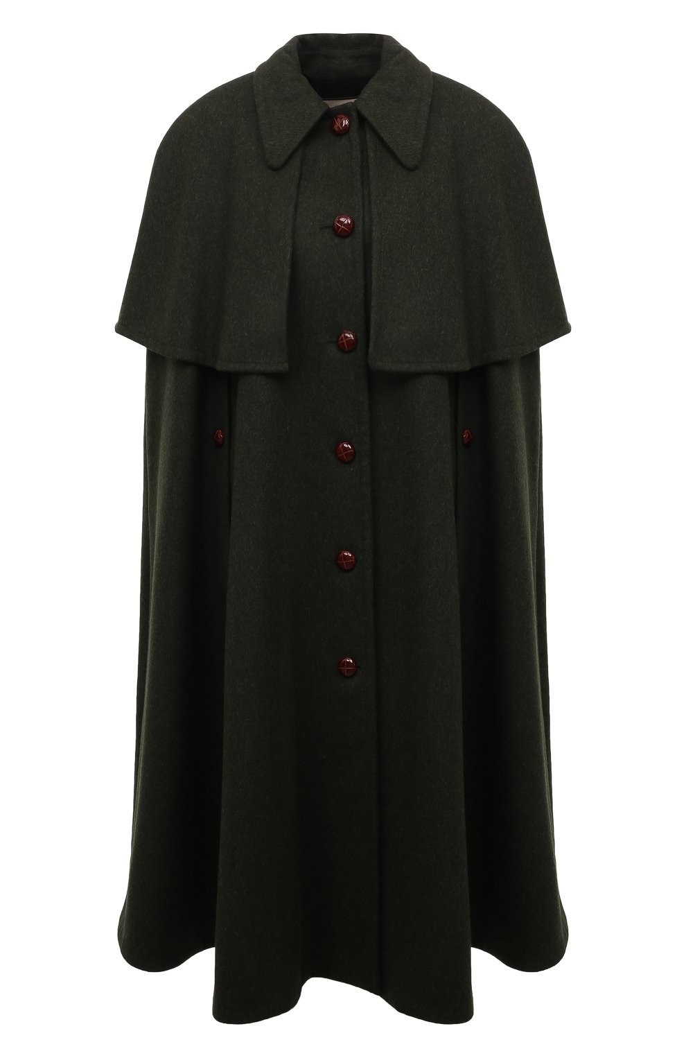 Шерстяной кейп GUCCI темно-зеленого цвета по цене 317000 руб., арт. 643309 Z8AMU, фото 1 Шерстяной кейп GUCCI, арт. 643309 Z8AMU, фото 1