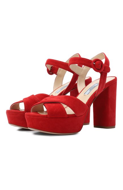 Женские замшевые босоножки PRADA, арт. 1XP63A-008-F0011