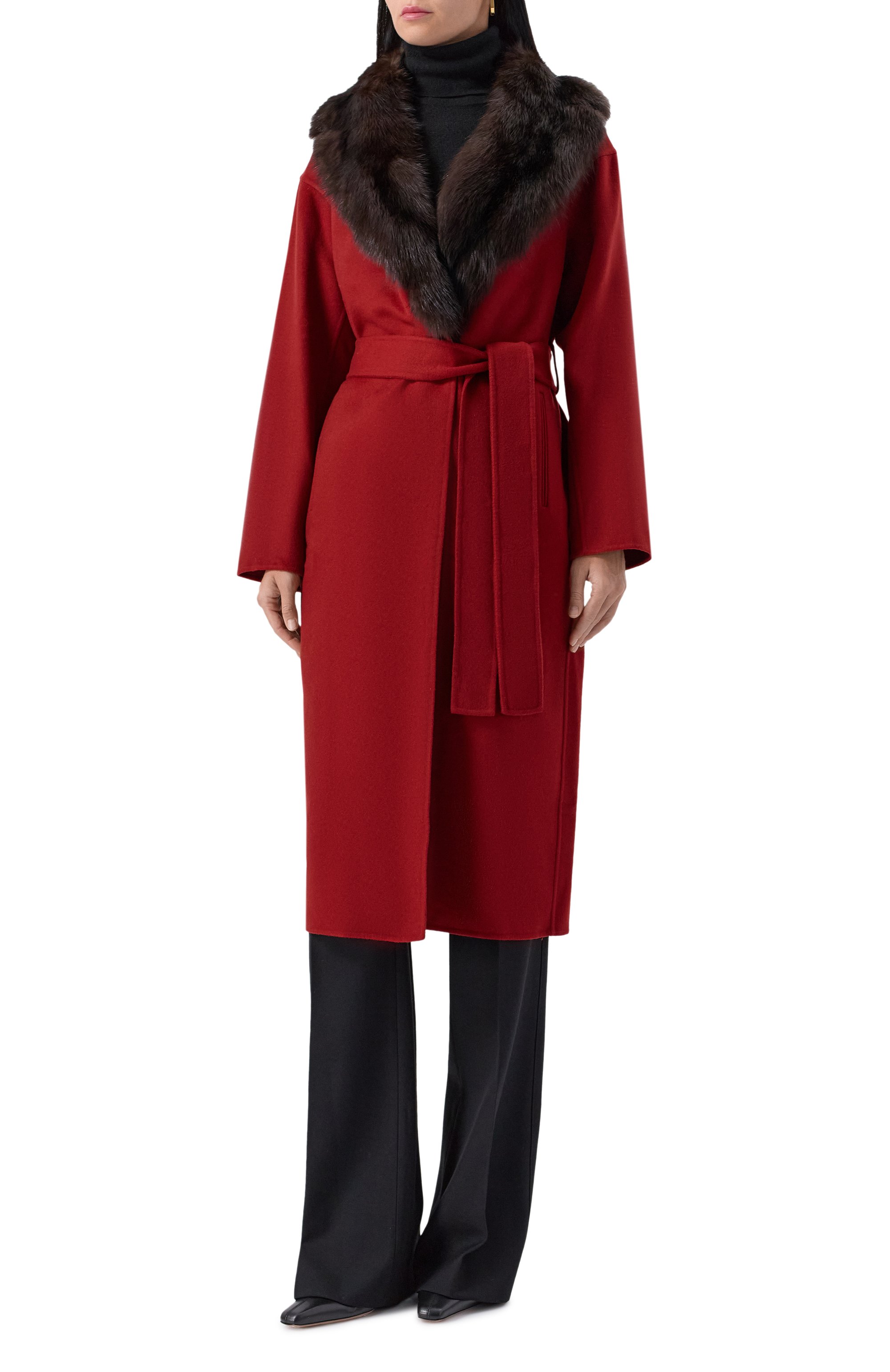 Кашемировое пальто с отделкой из соболя KITON, арт. D60623DK05I3815, фото 3