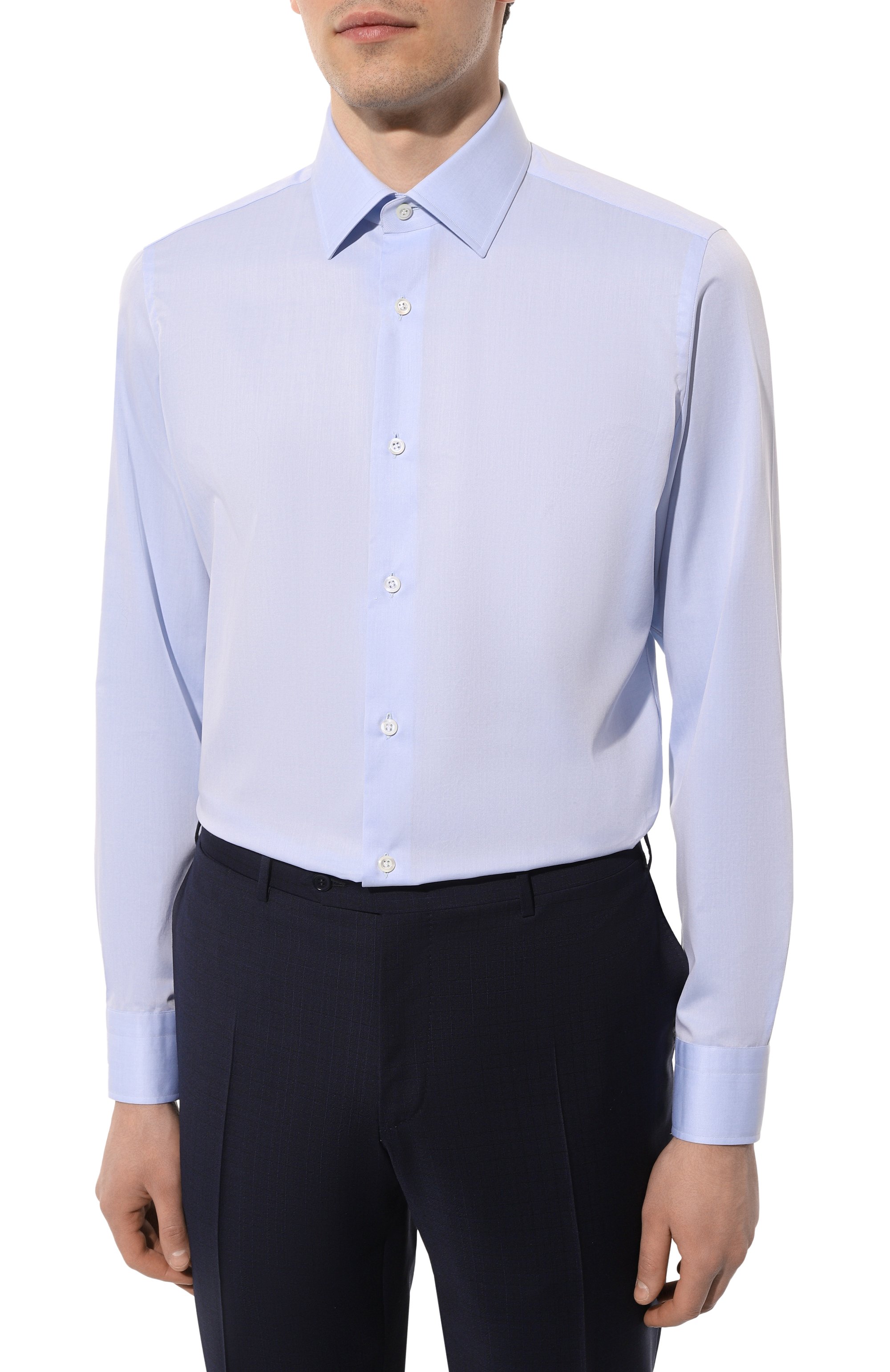 Хлопковая сорочка GIAMPAOLO голубого цвета по цене 36450 руб., арт. 908/TS15014, фото 3 Хлопковая сорочка GIAMPAOLO, арт. 908/TS15014, фото 3