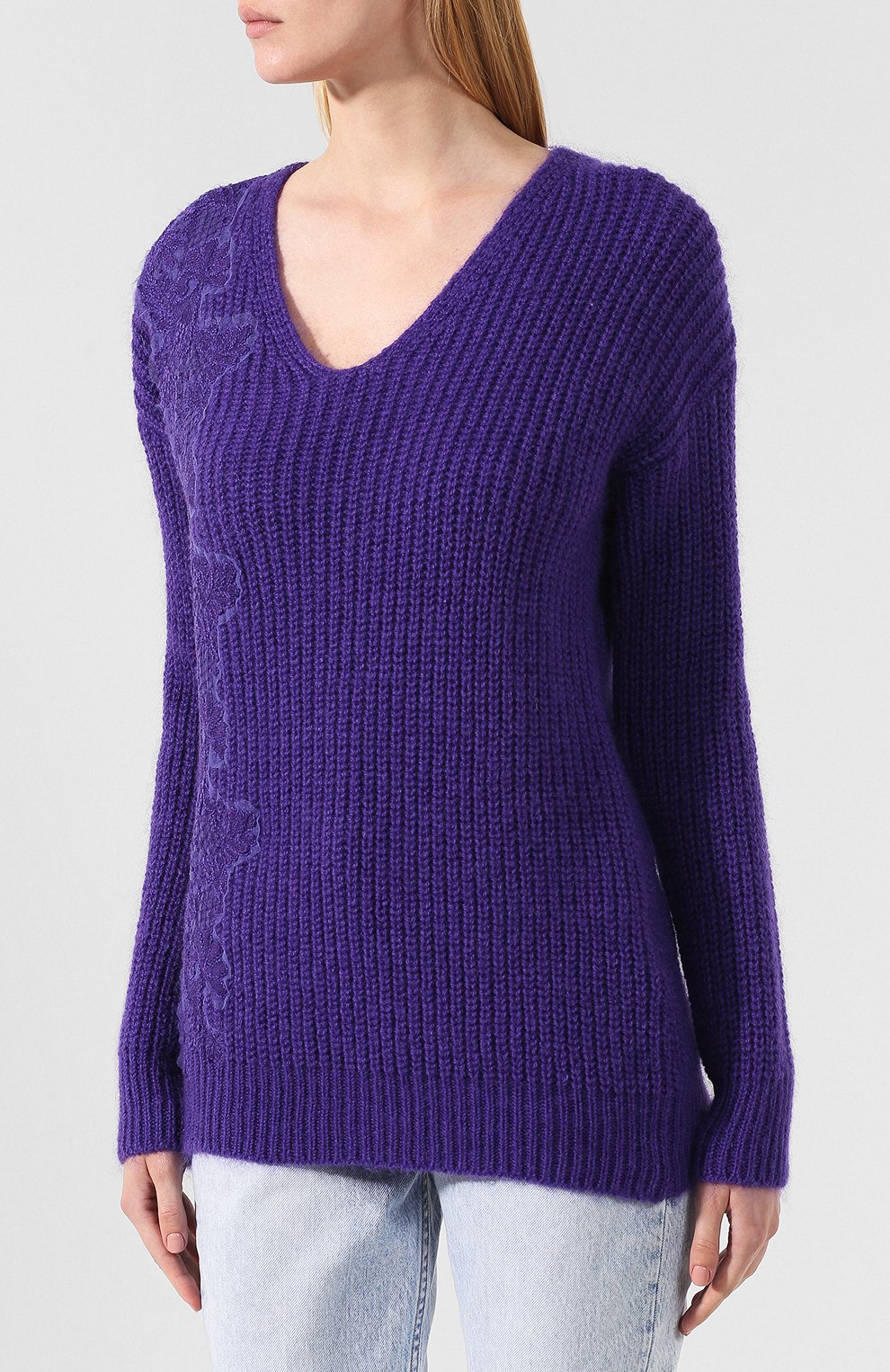 Свитер ERMANNO ERMANNO SCERVINO фиолетового цвета по цене 45400 руб., арт. 45T MG71 AME, фото 3 Свитер ERMANNO ERMANNO SCERVINO, арт. 45T MG71 AME, фото 3